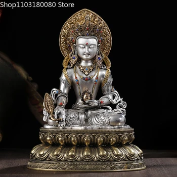 15cm Žalvario, Bronzos paauksuota Guanyin Žalioji Tara Budos statula Tibeto budizmo deivės statula