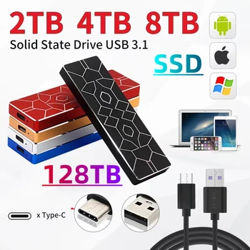 2024 Nešiojamą Išorinį Kietąjį Diską 4TB SSD 1tb talpos USB 3.1/Tipas-C Mac Kietojo Disko Didelės Spartos Kietąjį Diską Saugojimo Nešiojamieji kompiuteriai