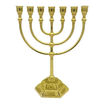 7 Filialas Menorah Žvakių Laikiklis Jeruzalės Šventyklą, 12 Izraelio Genčių, Menorah 6.68/5.11-colių Aukščio Antikvariniai Hanukkah Žvakė Stovi