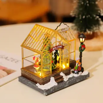Apšviesta Kalėdų Šiltnamio efektą sukeliančių Kalėdos Namuose Kalėdos Šalis Miegamasis Stalas