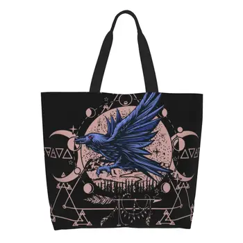 Custom Varnas Wiccan Mandala Drobės Pirkinių Maišeliai Moterų Didelės Talpos Daugkartinio Naudojimo Bakalėja Tote Shopper Bags