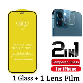 Ekrano Apsaugos iPhone 11 12 13 14 Pro Max 9D Grūdintas Stiklas, 3D Kameros Objektyvo Stiklo danga Plėvelė iPhone 12 13 Mini 14 Plius