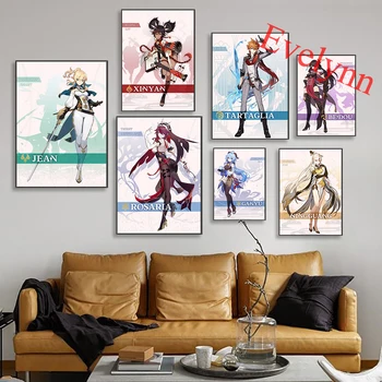 Elektroninių Žaidimų Genshin Poveikio Anime Mergina Plakatas Kambarį Cuadros Namų Dekoro Spausdinama Ant Drobės, Sienos Paveiksl Dovana