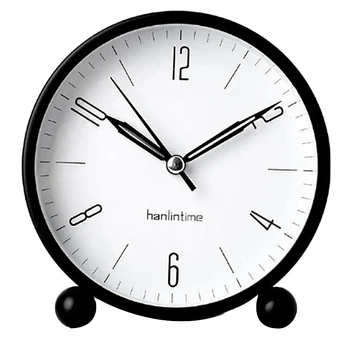 Hanlintime Analoginis Laikrodis-Žadintuvas,Lengva Nustatyti Mažas Stalinis Laikrodis Tiksi Ne,Naktį Šviesos, Baterija Super Silent Alarm