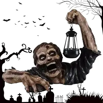 Helovinas Dekoro Nuskaitymo Žibintų Zombie Statula Su LED Šviesos Dervos Amatų Helovinas Haunted Namo Kieme Sodo Dekoro Siaubo Prop