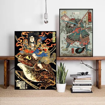 Japonų Ukiyo-e Sienos Menas Spausdinti Plakato Samurajus Kardas ir Šarvai Drobės Tapybos Japonija Kaligrafija Bushido Sienos paveiksl Kambarį Namuose