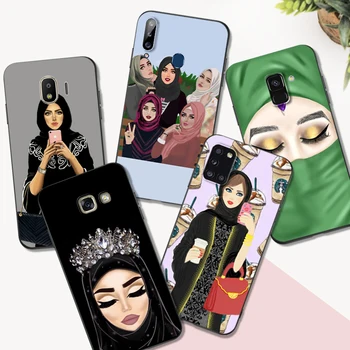 Juoda tpu Case For Samsung galaxy A6 A8 A9 2018 plius hijab Musulmonų Merginos moterys