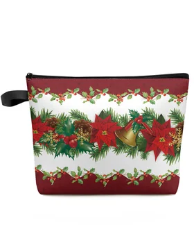 Kalėdų Žiemos Pušies Kankorėžių Varpai Didelės Talpos Kelionės Kosmetikos Krepšys Nešiojamų Makiažas Saugojimo Dėklas Moterų Vandeniui Pieštukas Atveju