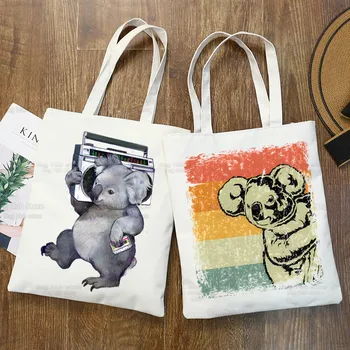 Kawaii Koala Mielas Animacinių Filmų Shopper Bags Pirkinių Krepšys Nešti Maišą Pečių Maišą Drobė Krepšiai Didelės Talpos Kolegijos Rankinės
