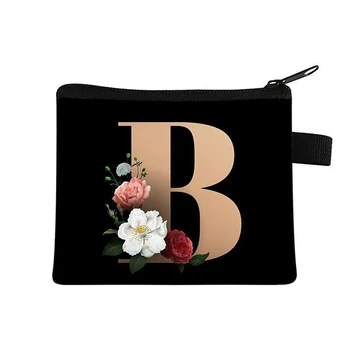 Laiškas Gėlių Spausdinti Kosmetikos Krepšys Moterų Makiažas Krepšiai Kelionių Saugojimo Krepšys Bridesmaid Dovana Ponios Nešiojamų Kosmetikos Atveju Beauty Bag