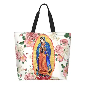 Mergelė Guadalupe Apsipirkti Nešti Maišą Meksikos Katalikų Mergelės Marijos Drobės Pirkėjo Pečių Maišą Didelės Talpos, Rankinės