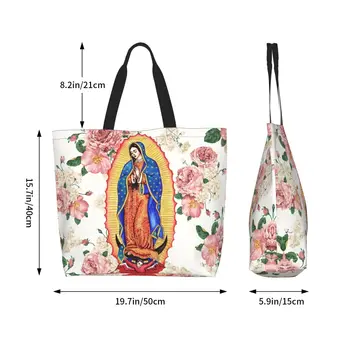 Mergelė Guadalupe Apsipirkti Nešti Maišą Meksikos Katalikų Mergelės Marijos Drobės Pirkėjo Pečių Maišą Didelės Talpos, Rankinės
