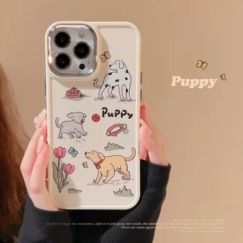 Mielas dalmatians šuo šuniukas sodo žaisti apkalos Telefono dėklas Skirtas iPhone 15 14 13 12 11 Pro Max Xr 8 14 Plus Atveju animacinių filmų Minkštas Viršelis