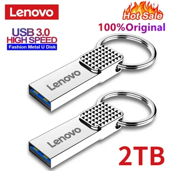 Originalios Lenovo Nešiojamų Flash Drive 2TB 1 TB 512 GB USB 3.0 Didelio Greičio Atminties Klijuoti Vandeniui Tipas-C Adapter Metalo U Disko