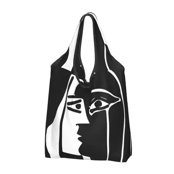 Pablo Picasso Kiss Bakalėja Tote Pirkinių Maišeliai Moterų Kawaii Peties Shopper Bags Didelės Talpos, Rankinės