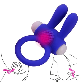 patvarus triušis varpos žiedas vibratorius gaidys narve cockring klitorio massager vibracija, masturbacija Įvestas atidėti ejakuliacija sekso žaislas