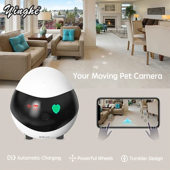 Pet Kamera Namų Apsaugos Kamera,Kilnojamas Patalpų WiFi Kamera,2 Būdas Kalbėti,Naktinio Matymo,1080P Vaizdo, Savarankiškai Įkrovimo Robotas
