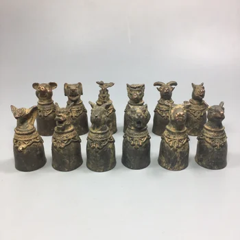 Surinkimo Kinijos Senojo Bronzos Rankų darbo 12 Gyvūnų Figūrėlės，12 Gabalas/daug, Azijos liaudies antikos menas ir amatai