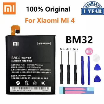 Xiao Mi Originalios Telefonų Baterijos BM32 Už Xiaomi Mi 4 Mi4 M4 Aukštos Kokybės 3000mAh Telefono Baterijos Pakeitimas