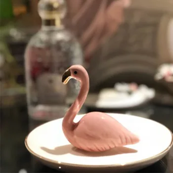 Šiaurės šalių keramikos amatai, juvelyrika papuošalai Flamingo diskų laikymo dėklas puikus gimtadienio dovana žiedas rėmelį