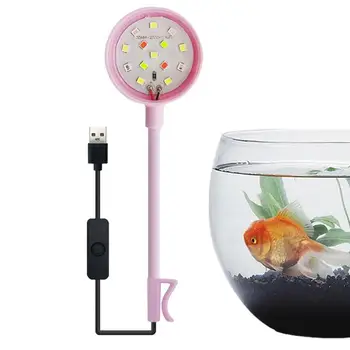 Žuvų Bakas Įrašą Šviesos USB Mokamas Mažų Akvariumų Žuvims Dubenį Šviesos 360 Sukimosi Universalus LED Šviesos Akvariumas, Mini Žuvų Tankai